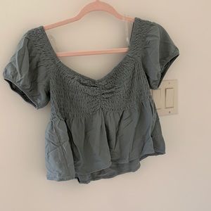 Cropped Cinched and Ruffled Top